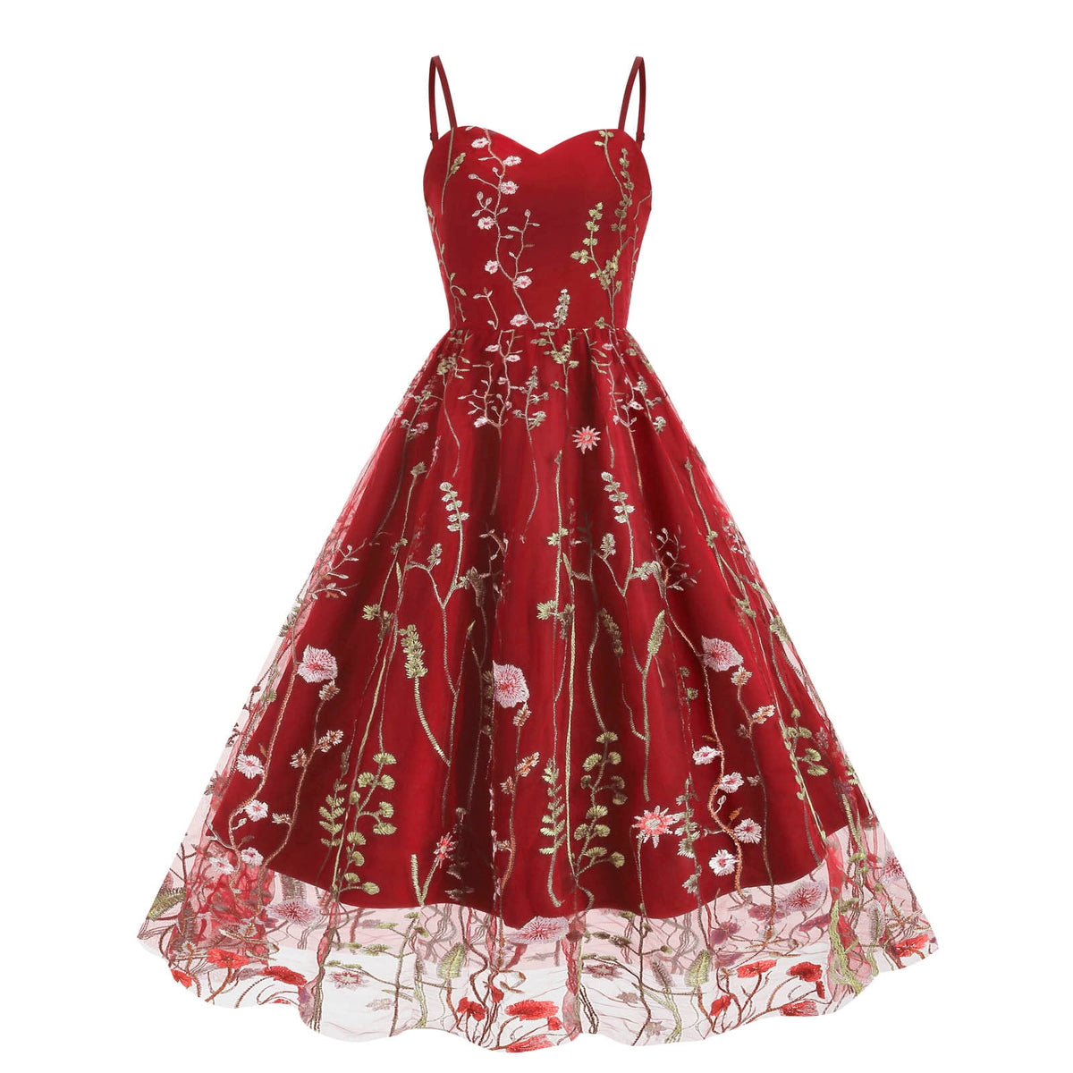 thumbnail image 2 of Xihbxyly Sleeveless 50s Retro Vintage Dress for Women Waist Square Neck Homecoming Tea Party Midi Dresses Retro Dresses, 2 of 7