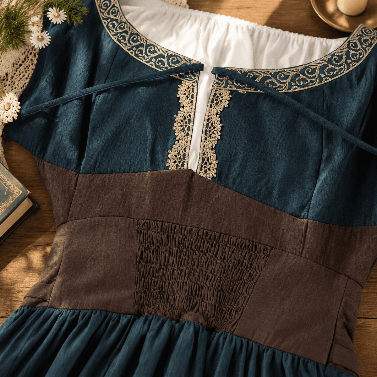 thumbnail image 6 of Renaissance Dress Women Medieval Vintpuff Sleeves, 6 of 7