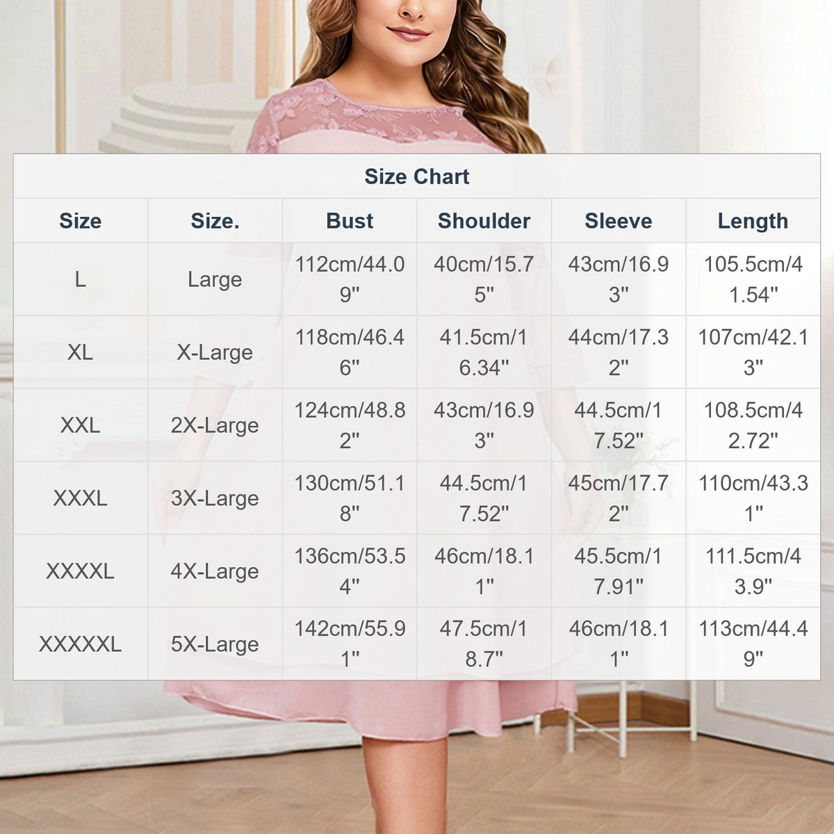thumbnail image 4 of TaTaai Womens Clothes Plus Size Embroidered Patchwork Round Neck Five Quarter Sleeve Elegant Dress for Daily Gift, 4 of 7