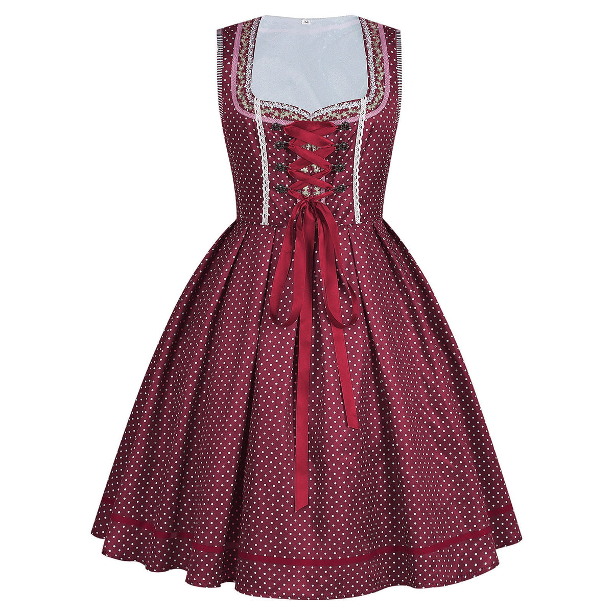 thumbnail image 3 of Women's Oktoberfest Costume Dress Traditional German Bavarian Outfit Dirndl Bow Hair Ties Festival Dress Red 2 M, 3 of 5