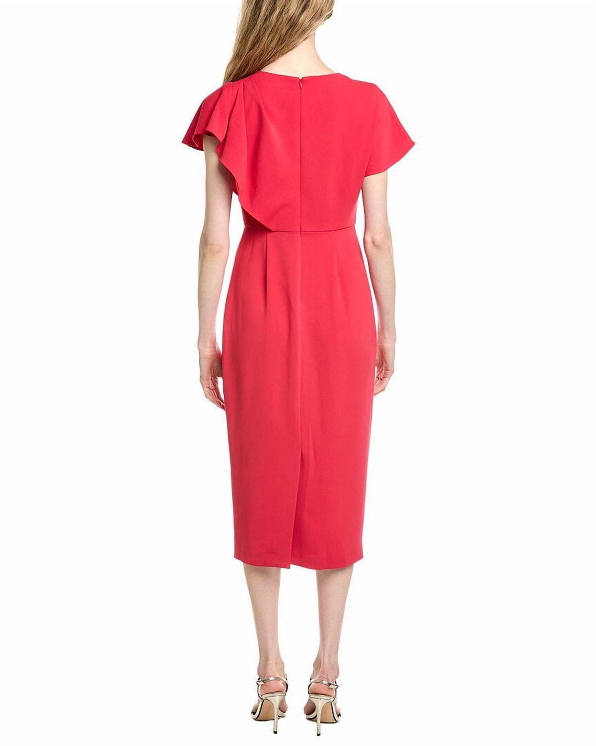 thumbnail image 2 of Badgley Mischka womens Side Drape Cape Cocktail Dress, 6, Red, 2 of 4