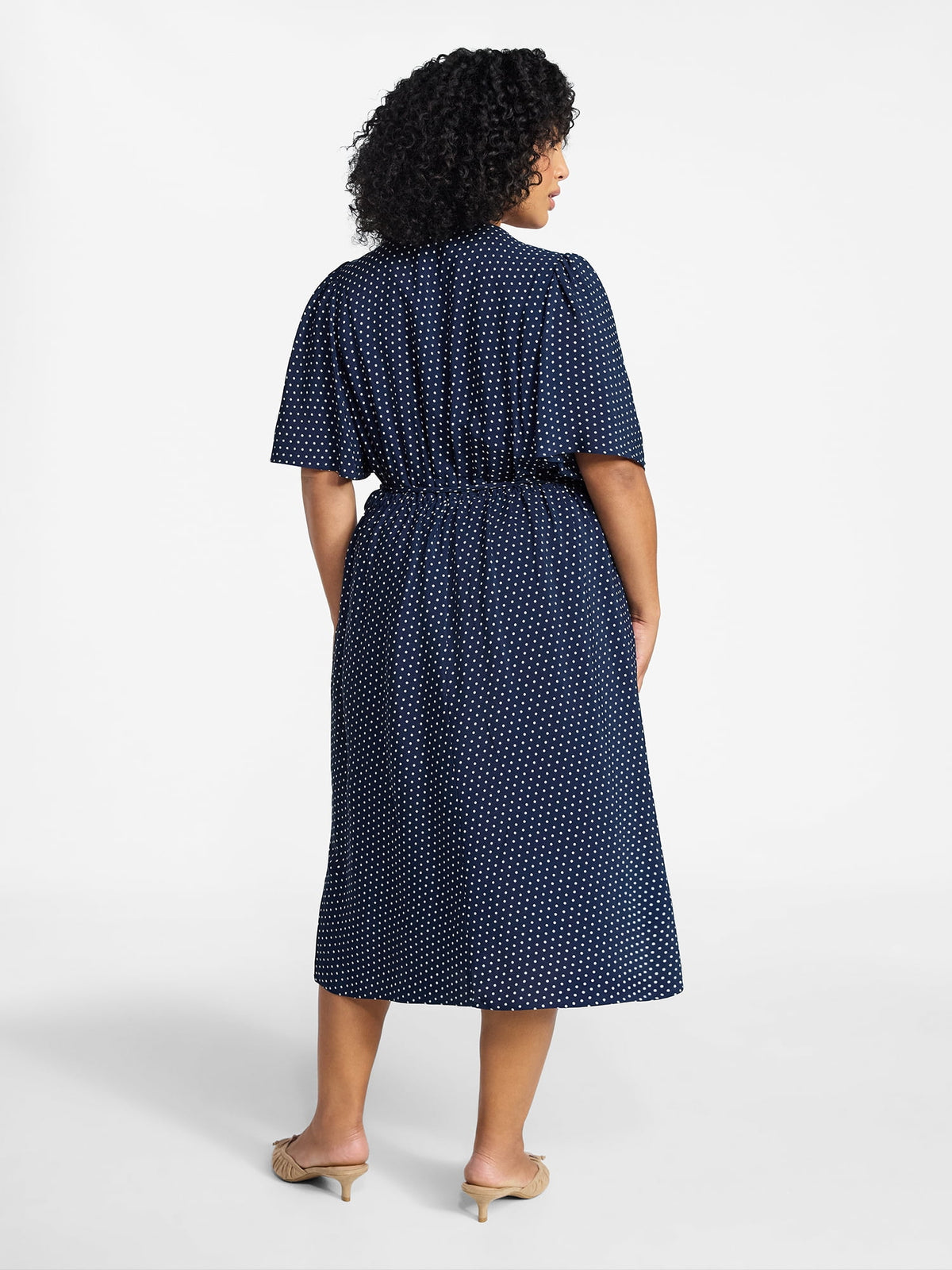 thumbnail image 4 of Terra & Sky Women's Plus Size Midi Wrap Dress with Elbow Sleeves, Sizes 0X-5X, 4 of 4
