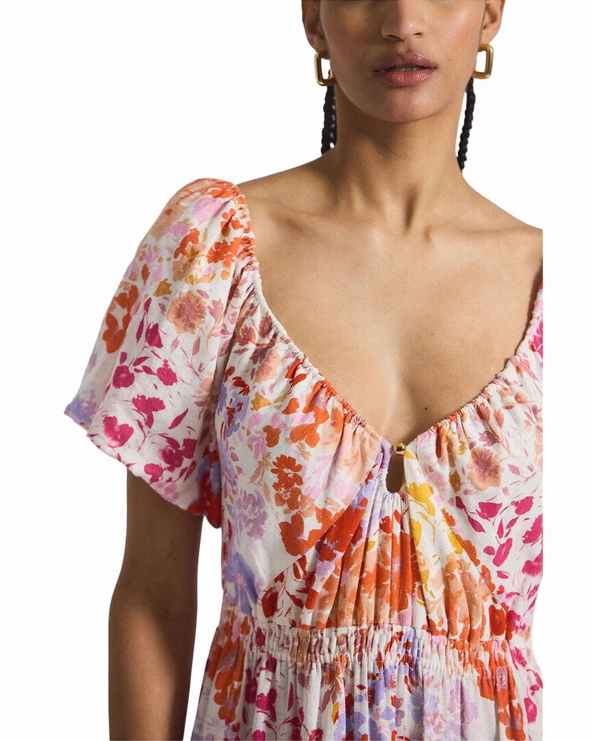 thumbnail image 4 of Derek Lam 10 Crosby womens Laine Floral Printed Linen-Blend Maxi Dress, 2, Rose, 4 of 6