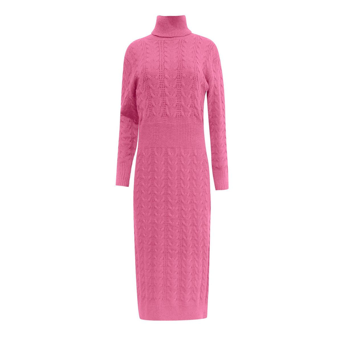 thumbnail image 5 of DHFJKG Sweater Dress For Women Knit Jacquard Turtleneck Long Sleeve Solid Color Slim Fit Maxi Dress (Without Belt) Classic Dresses, 5 of 5