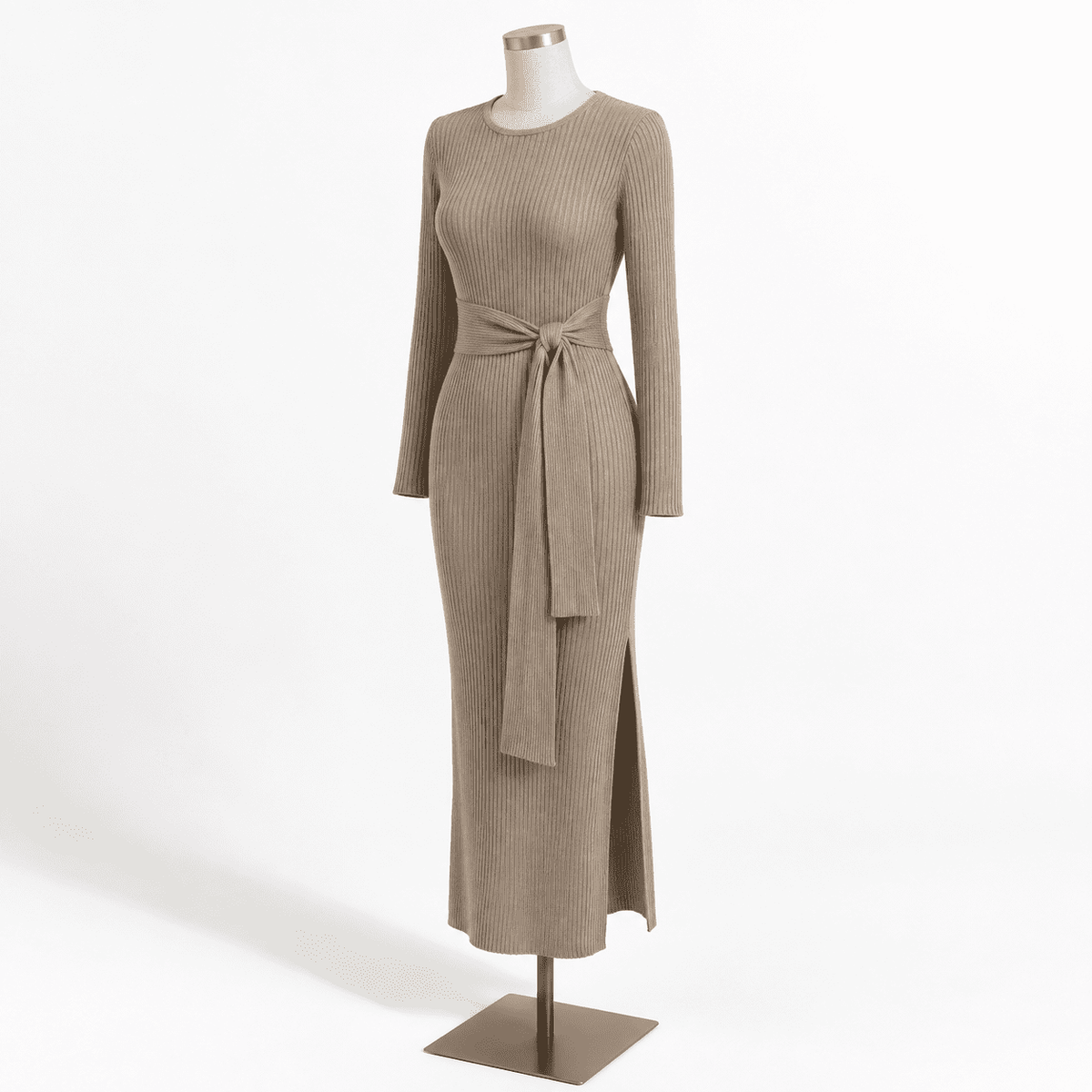 thumbnail image 1 of Almond Small Womens Long Sleeve Bodycon Midi Dress Semi-Formal Occasion Wear, 1 of 6