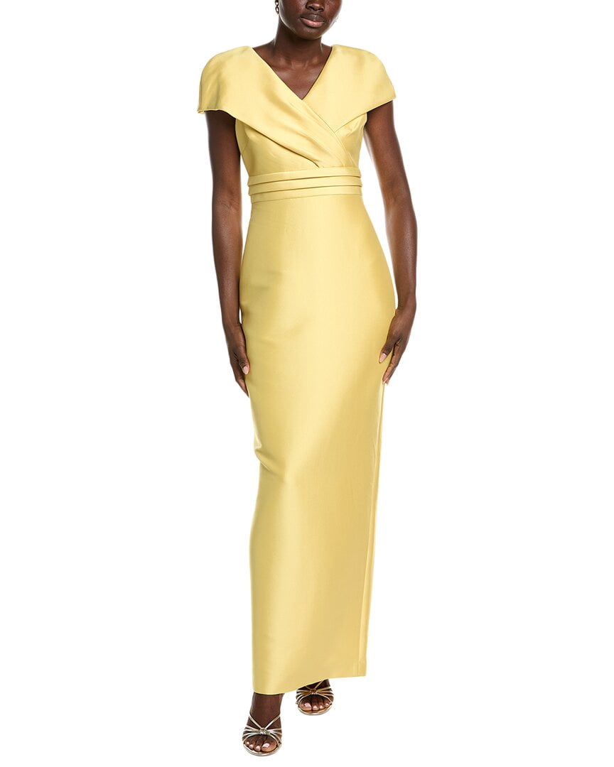 thumbnail image 1 of Badgley Mischka womens Wrap Shoulder Gown, 6, Yellow, 1 of 3