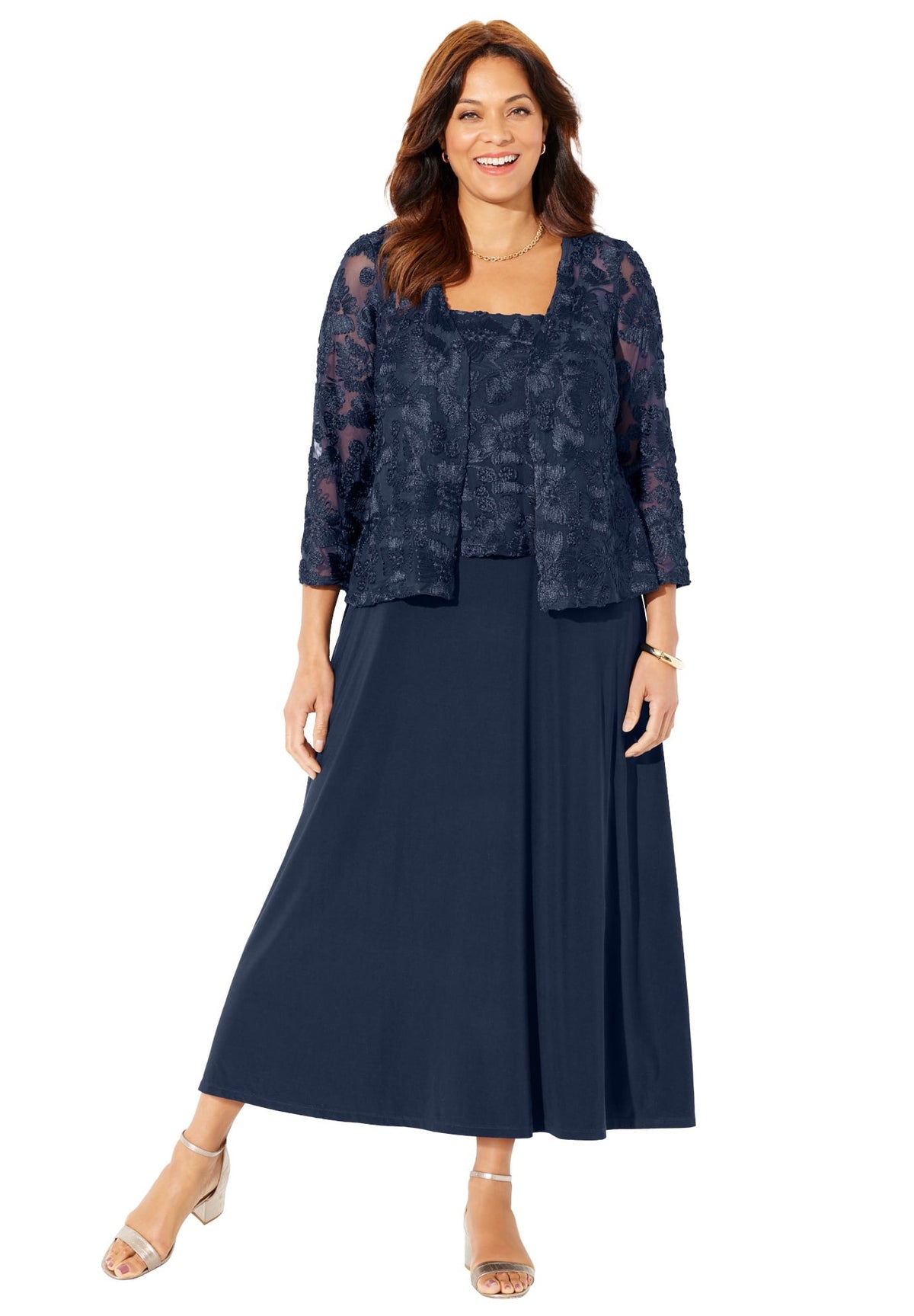thumbnail image 1 of Catherines Women's Plus Size Embroidered Jacket Dress, 1 of 6
