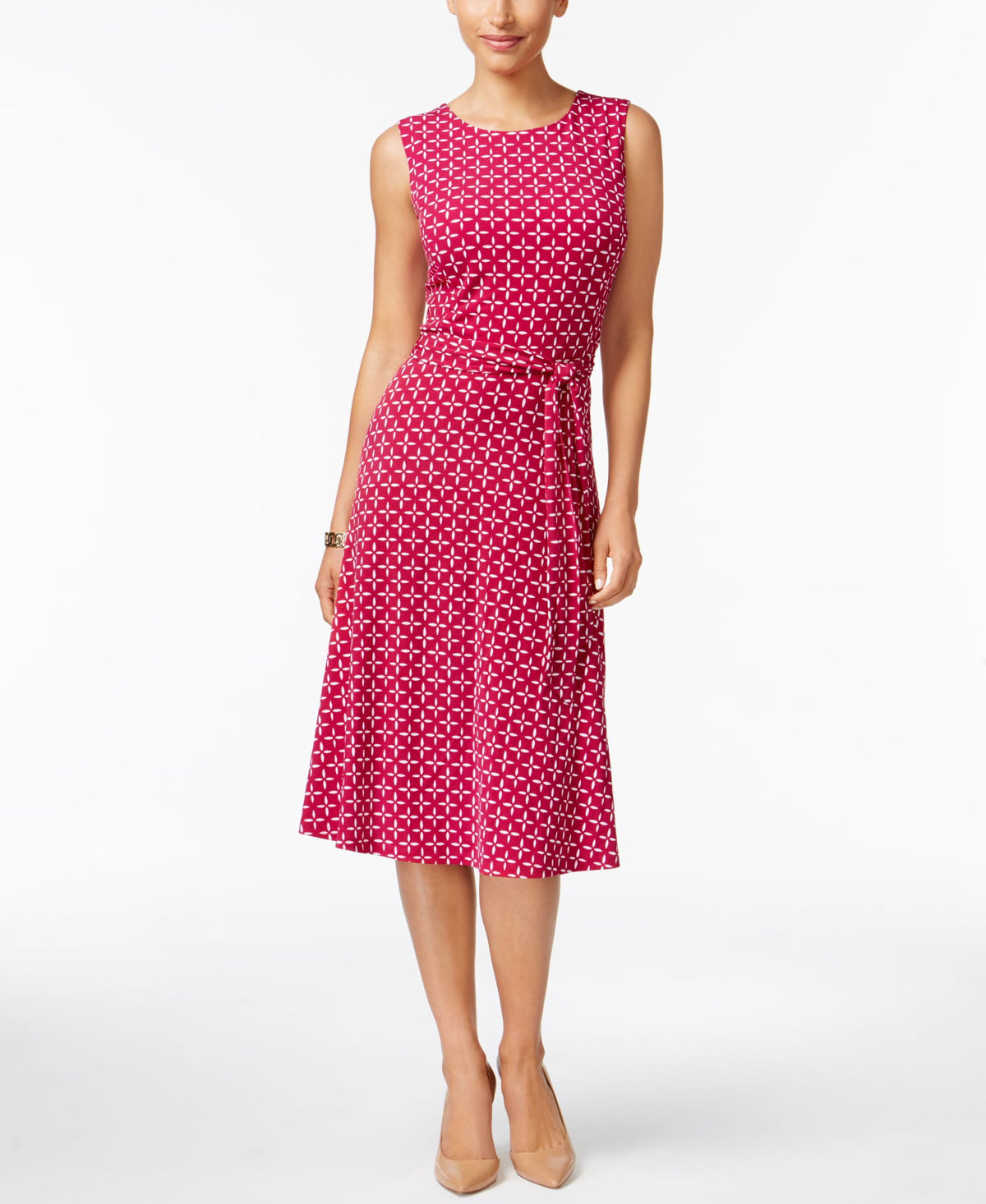 thumbnail image 1 of Charter Club Petite Iconic Fit Flare Dress Pink Petite X-Large, 1 of 1