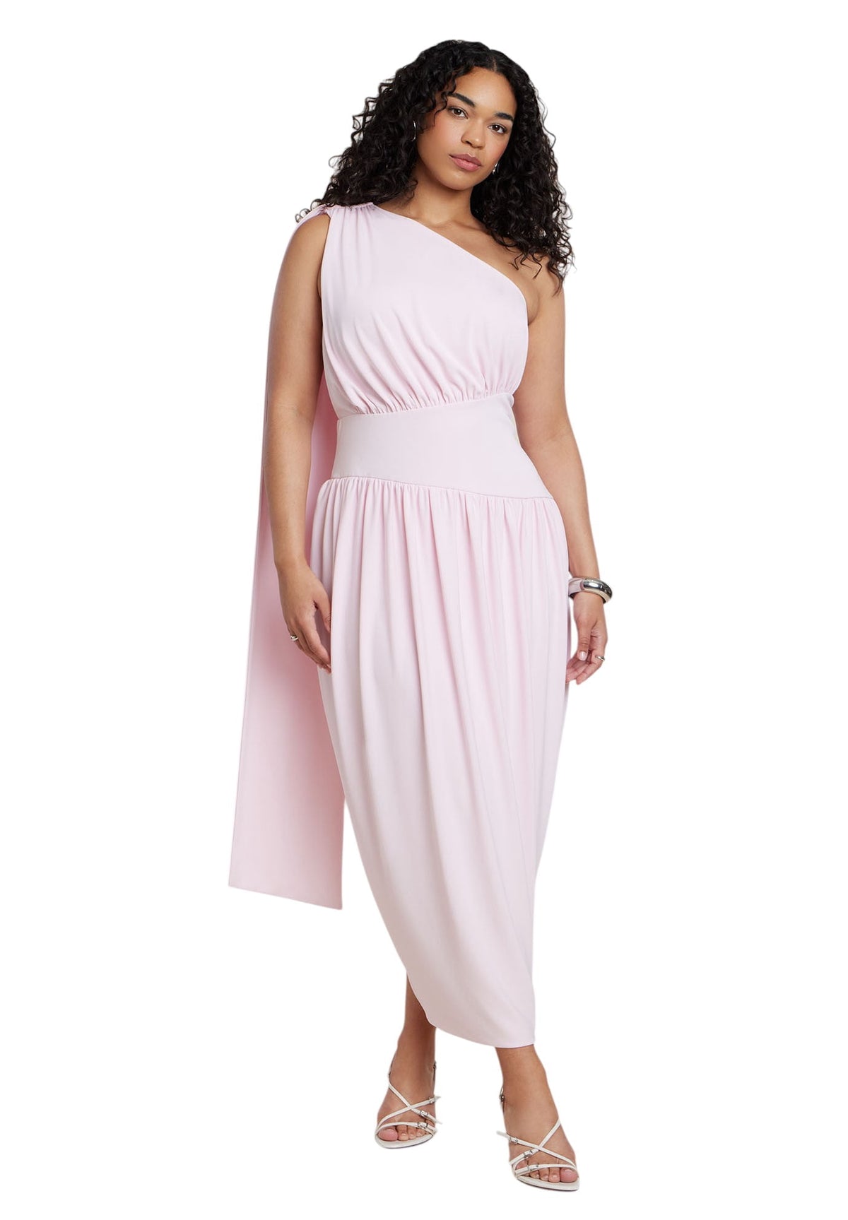 thumbnail image 1 of ELOQUII Women's Plus Size One-Shoulder Draped Maxi Dress, 1 of 3