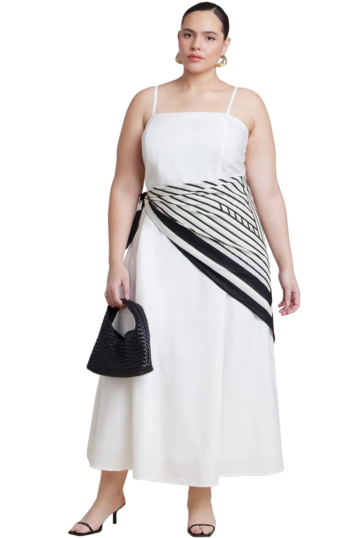 thumbnail image 1 of ELOQUII Women's Plus Size Scarf Detail Midi Dress, 1 of 6