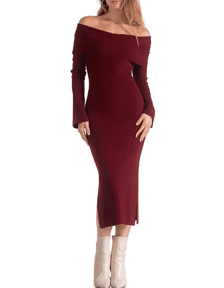 thumbnail image 1 of Elan Women's Maroon Sweater Dress, Large, 1 of 1