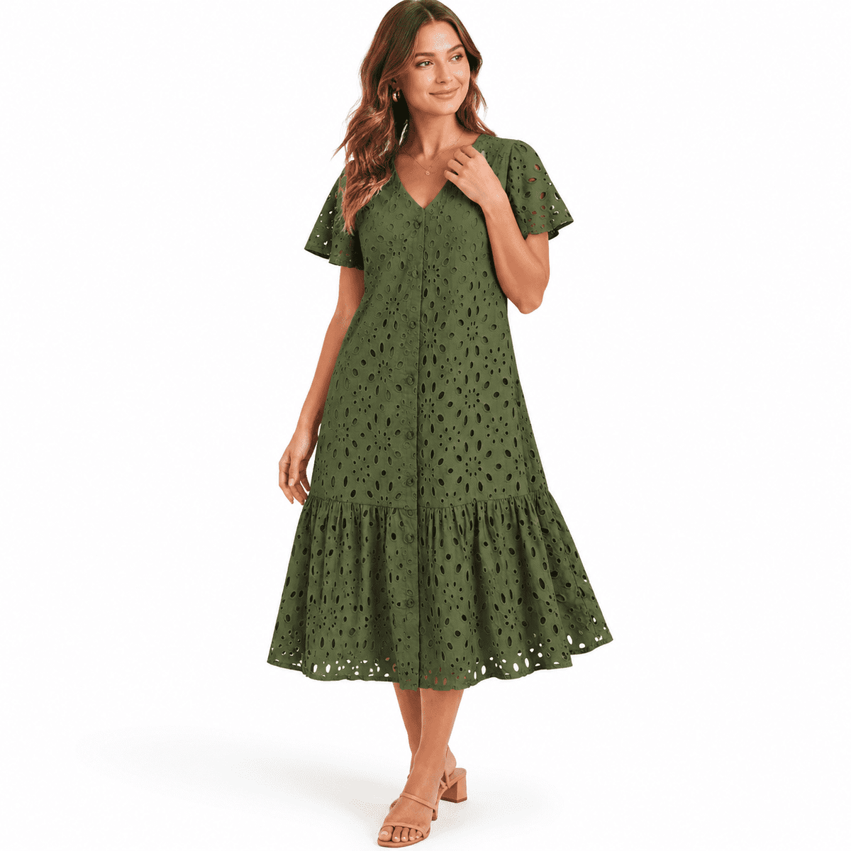 thumbnail image 1 of Eyelet Dresses For Womenon Down Minidoll, 1 of 8