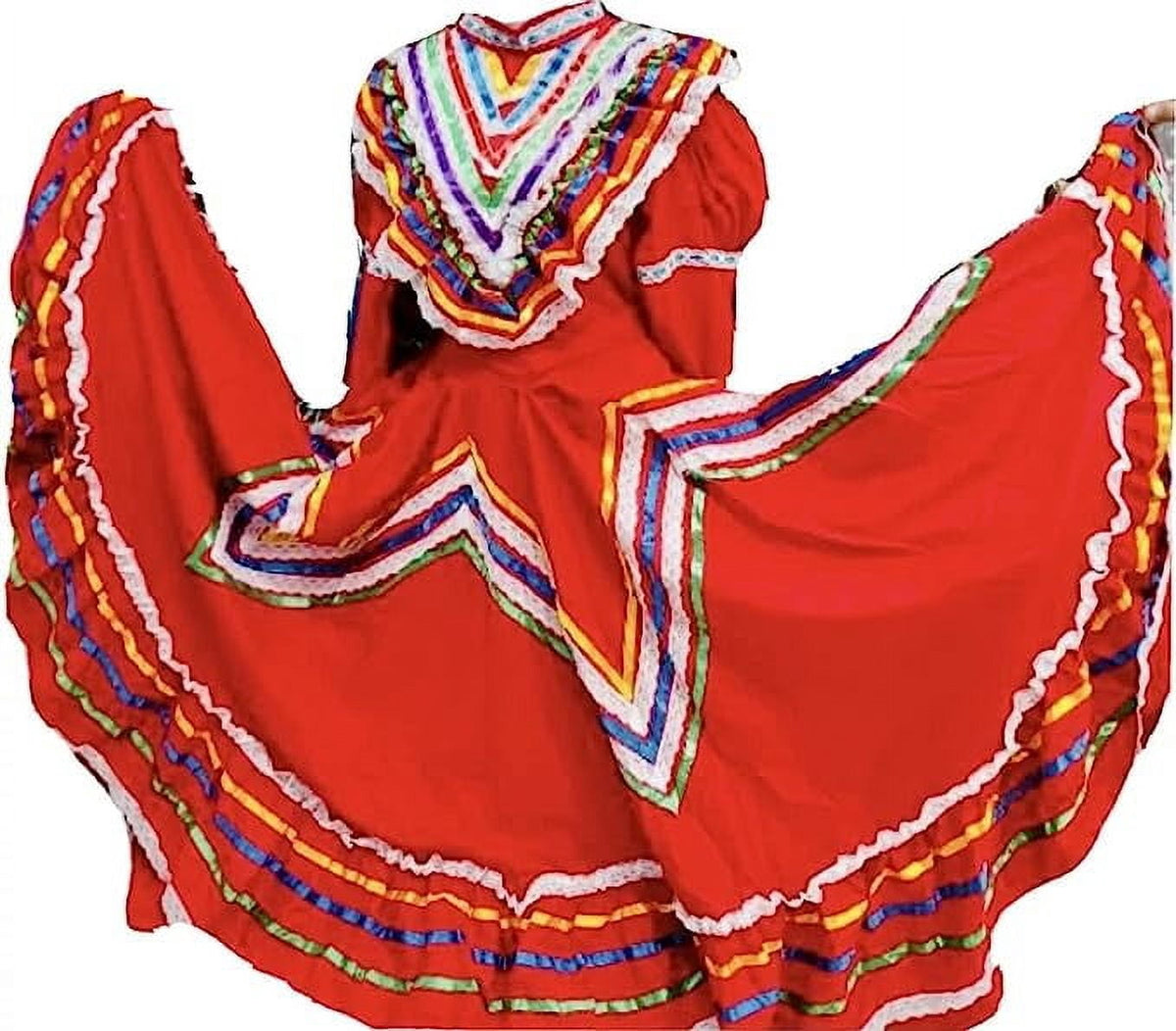 thumbnail image 1 of Girls Jalisco Dress Wide Skirt Folklorico X-Large Red, 1 of 3