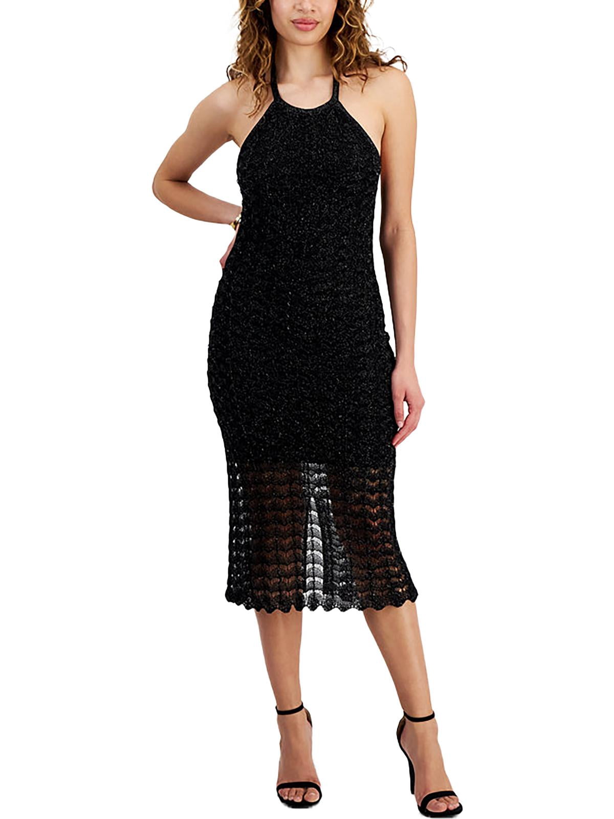 thumbnail image 1 of Guess Womens Alina Mettallic Midi Cocktail And Party Dress, 1 of 1