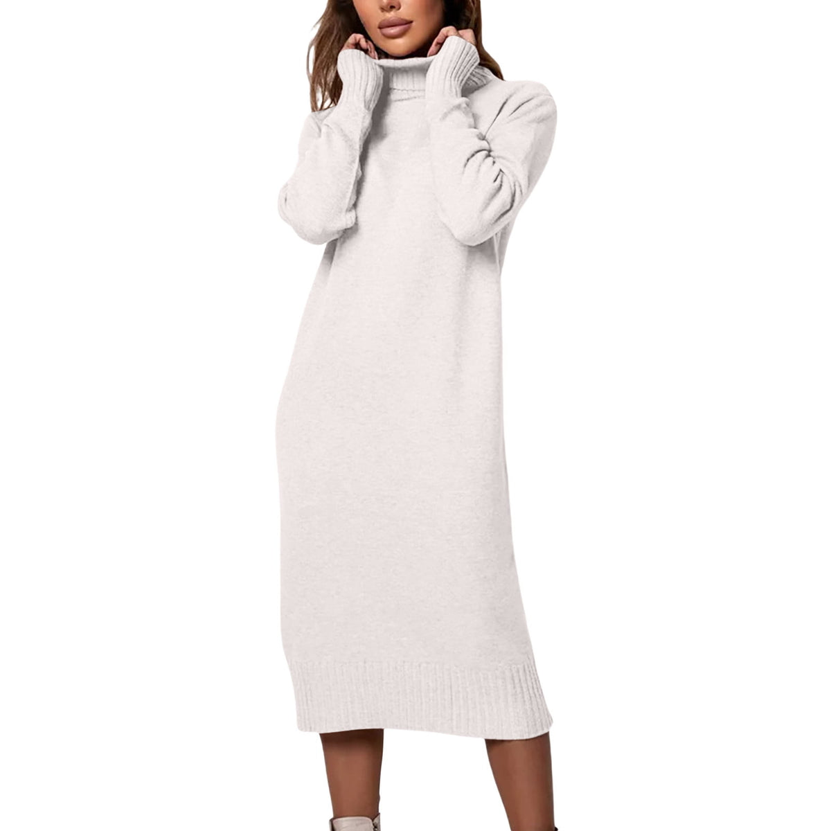 thumbnail image 1 of Gytharion Women's Sweater Dresses Fall Winter Long Sleeve Turtleneck Midi Dress Loose Cozy Knitted Sweater Long Dresses for Women, 1 of 6