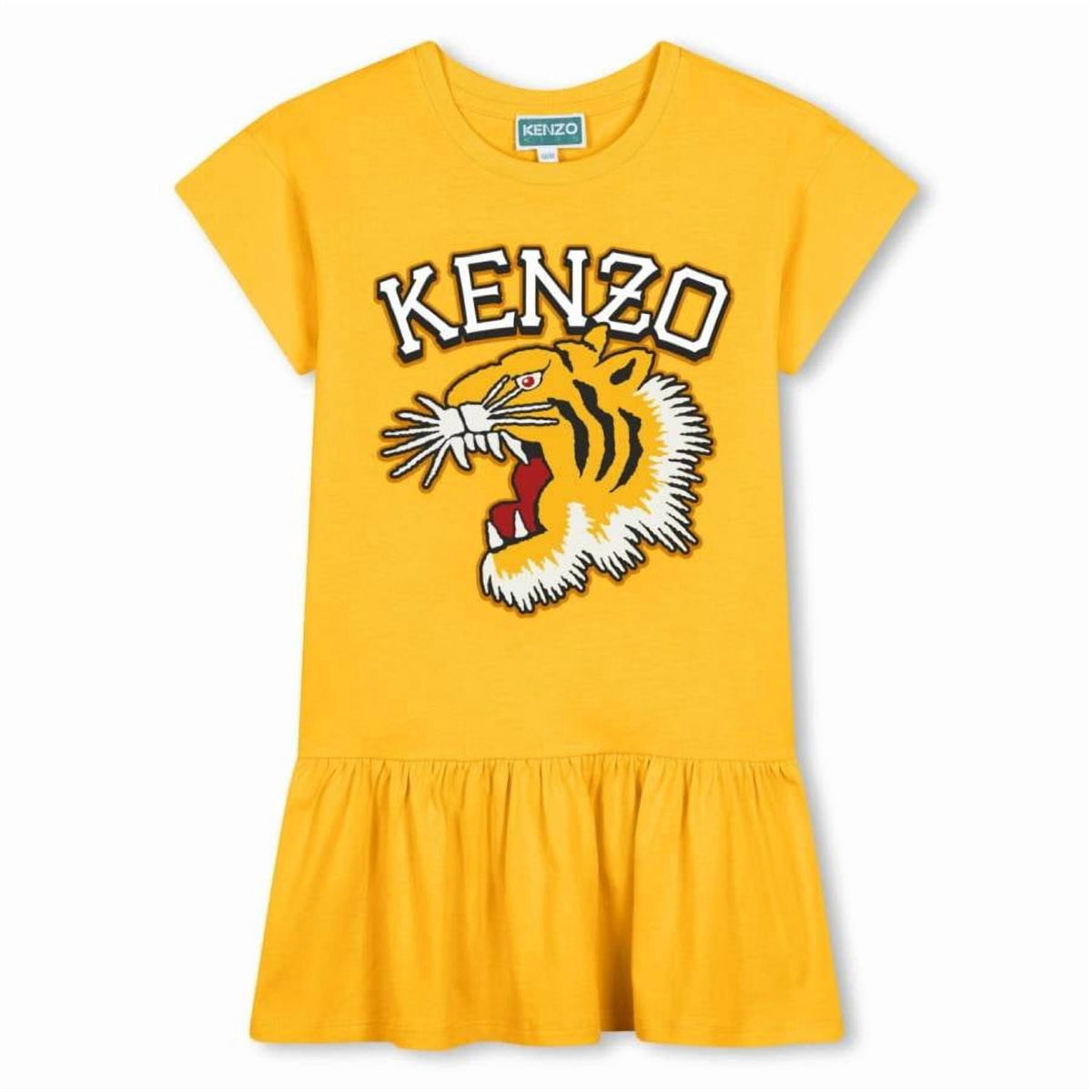 thumbnail image 1 of Kenzo Girls Wicker Gold Tiger Logo Print Dress, Size 10Y, 1 of 1