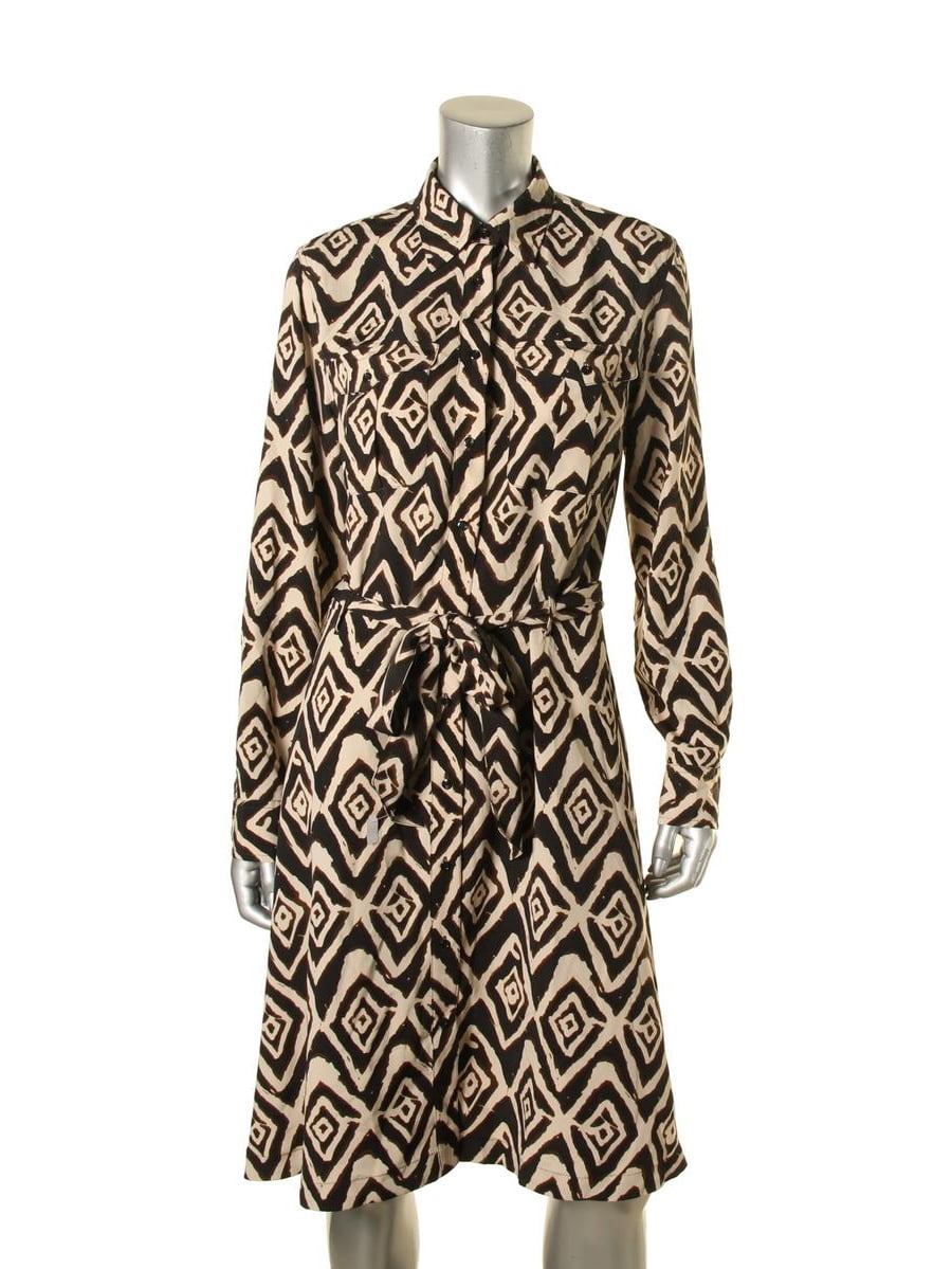 thumbnail image 1 of Lauren Ralph Lauren Womens Printed Button Front Shirtdress Beige 6, 1 of 2