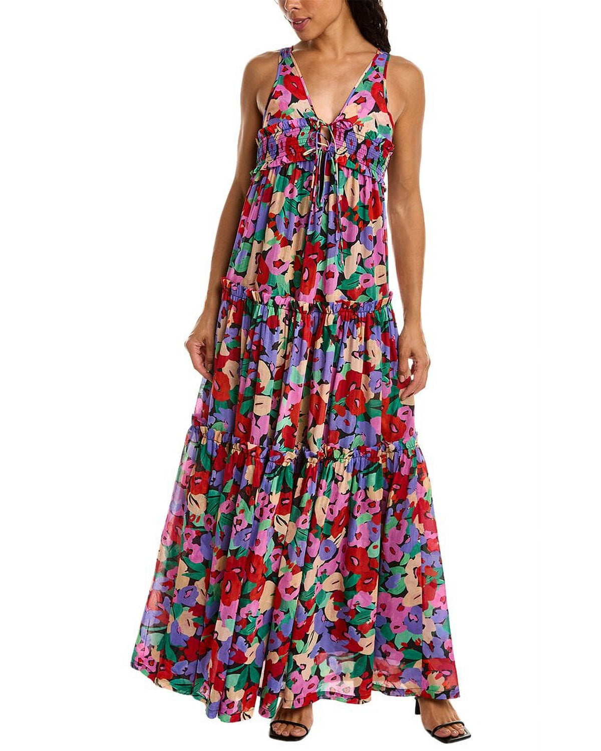 thumbnail image 1 of Nicholas womens Myla Silk-Blend Maxi Dress, 2, Red,Cotton, 1 of 4