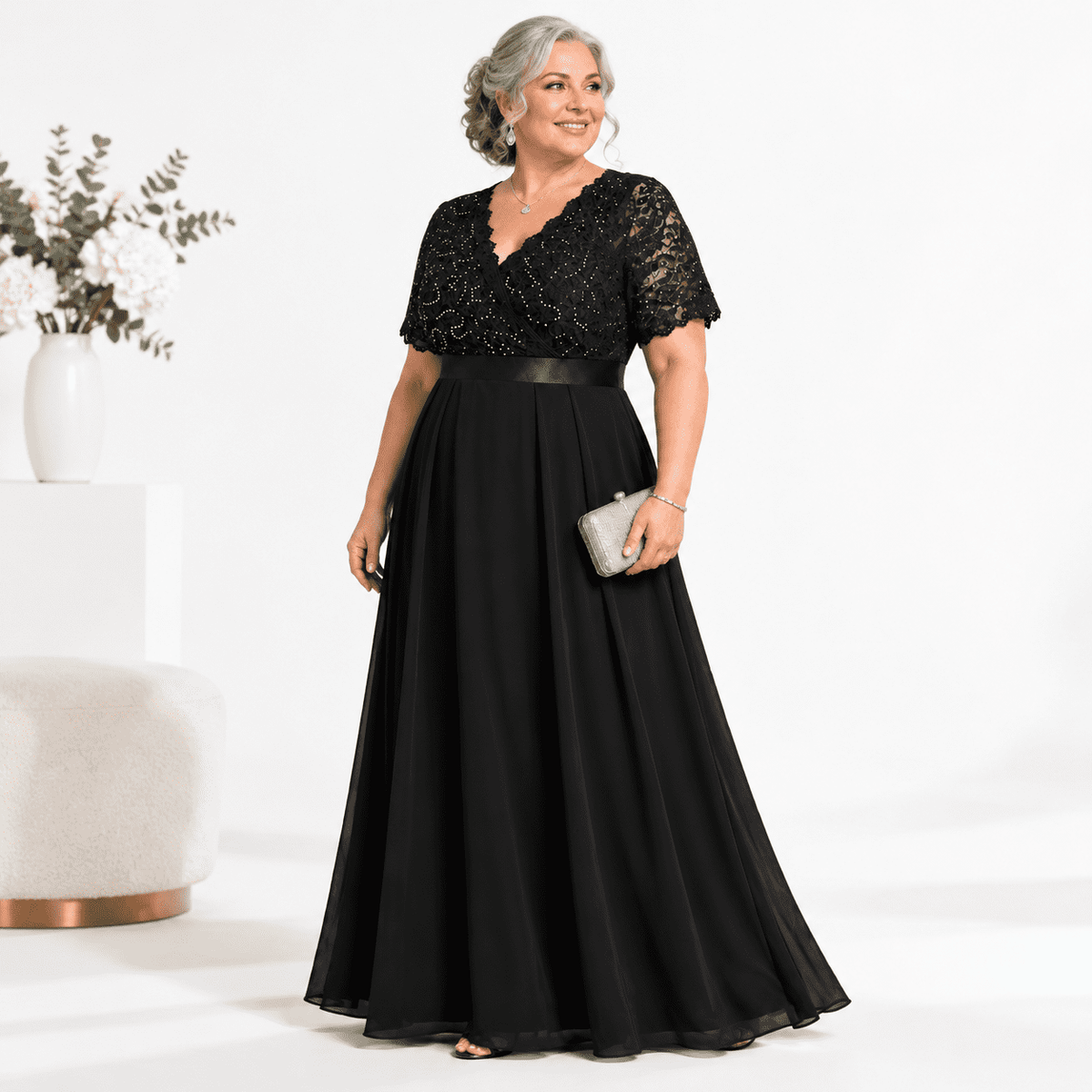 thumbnail image 1 of Plsize Formal Dress Wedding Guest Sequin Long Evening Gown, 1 of 6