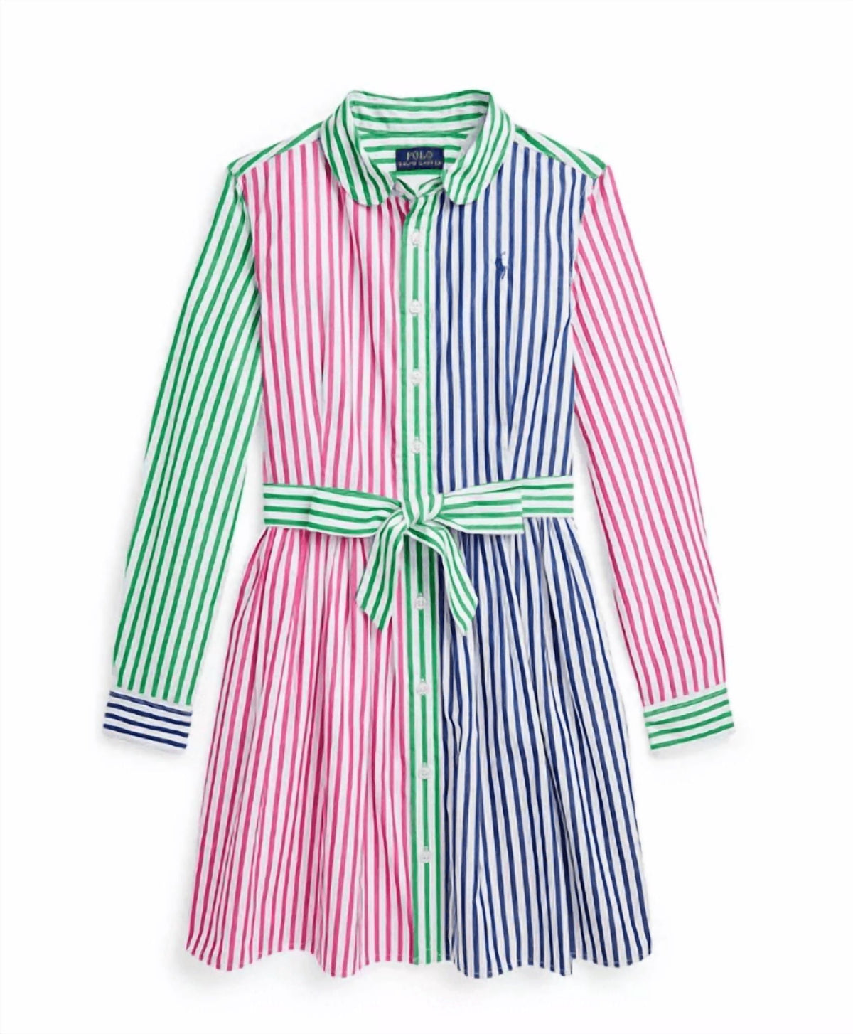 thumbnail image 1 of Polo Ralph Lauren Big Girls Striped Cotton Poplin Fun Shirtdress, 8, 1 of 1