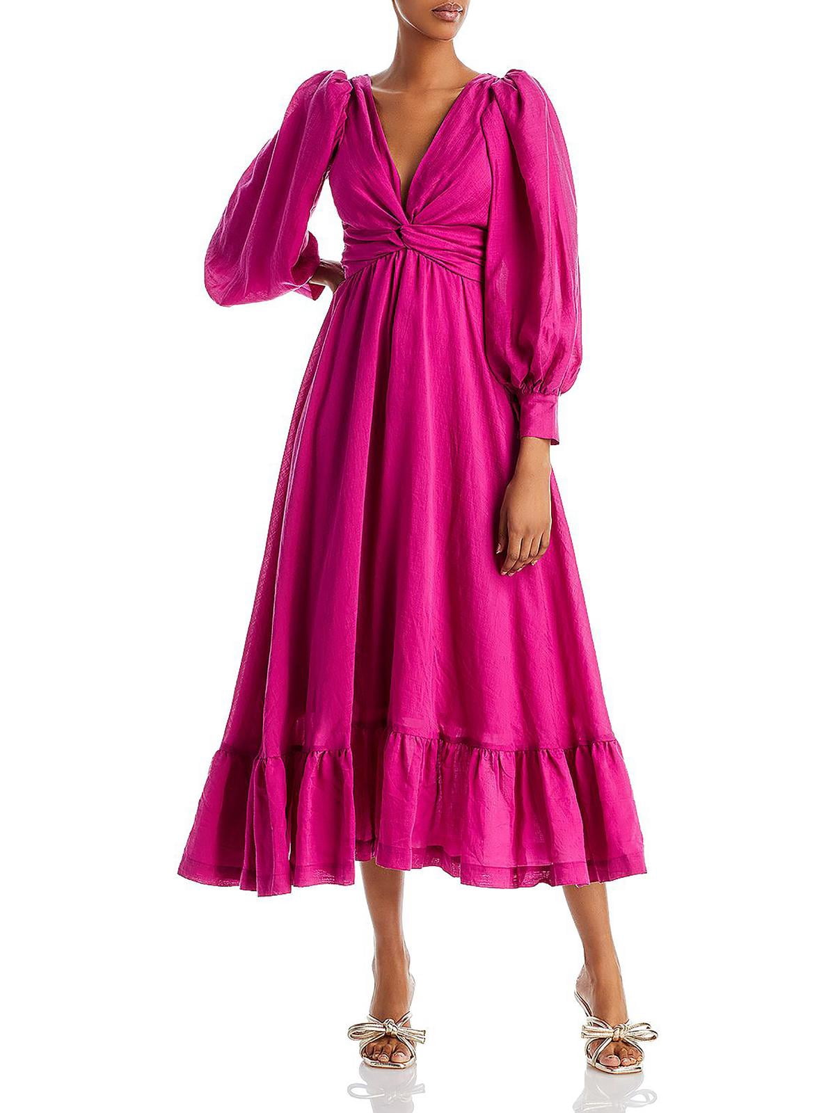 thumbnail image 1 of Sabina Musayev Womens Frida Belted V Neck Maxi Dress, 1 of 2