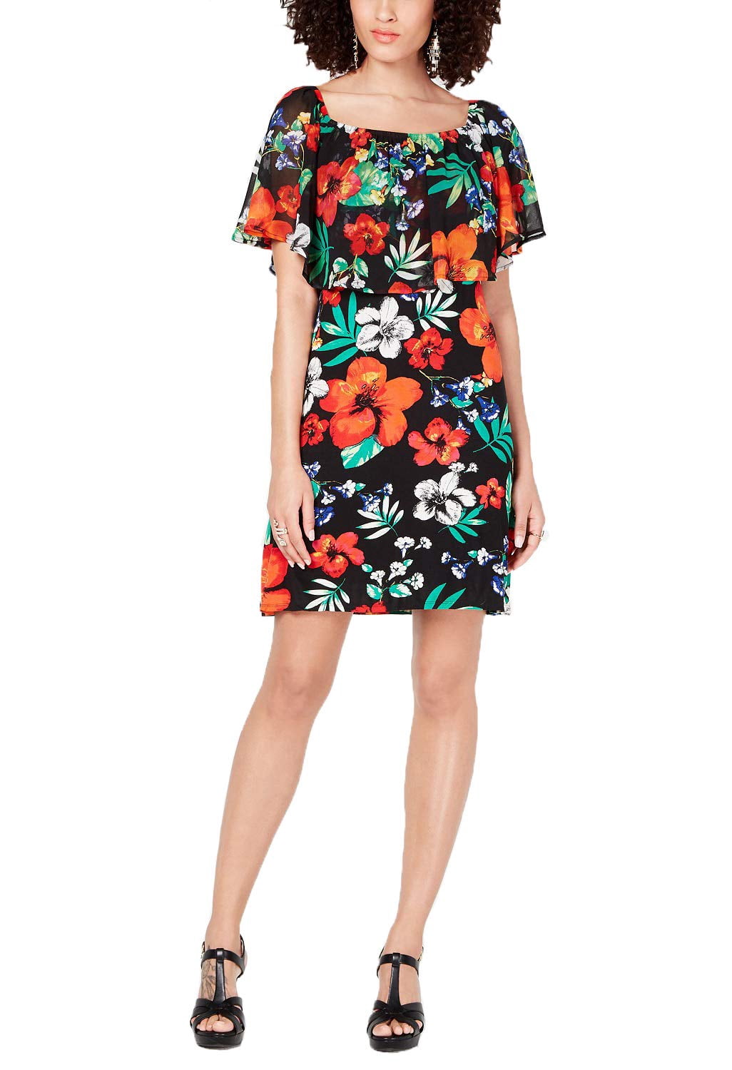 thumbnail image 1 of Thalia Sodi Womens Printed Triple Threat Dress, Tropical Floral, Medium, 1 of 4