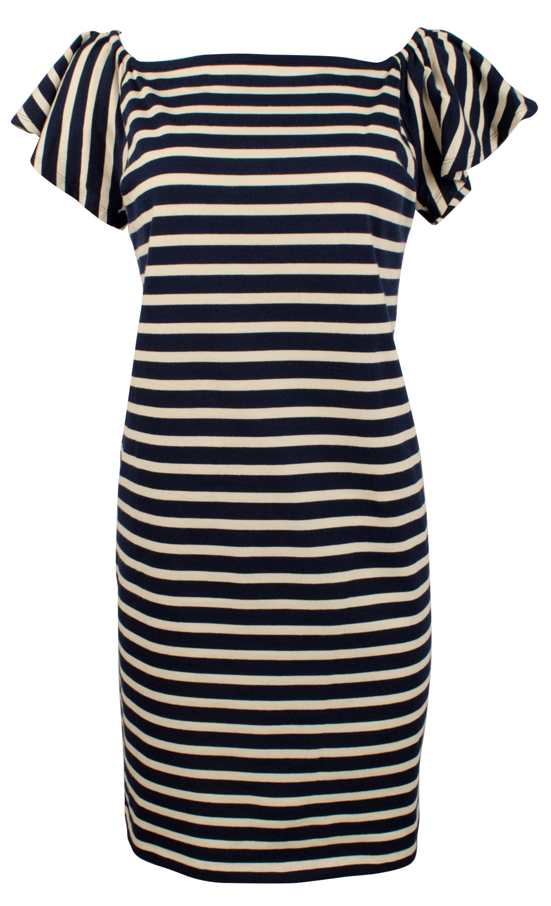thumbnail image 1 of Women's Petite Off-the-Shoulder Striped Dress-I-PL, 1 of 5