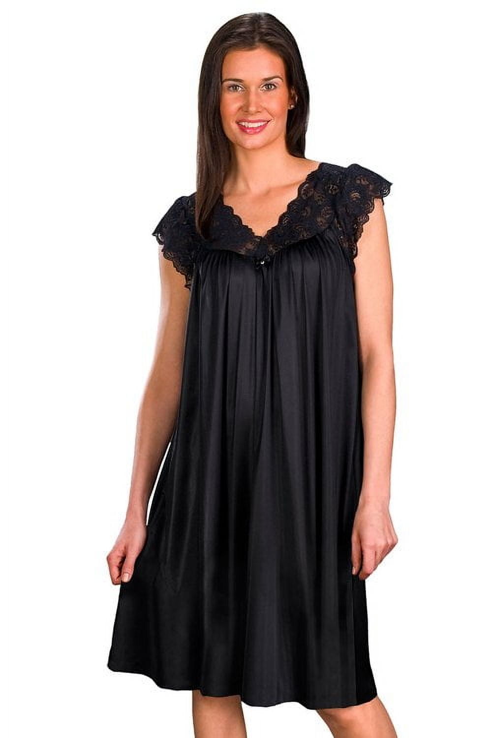 thumbnail image 1 of Women's Shadowline 36737 Silhouette Gown (Black L), 1 of 6