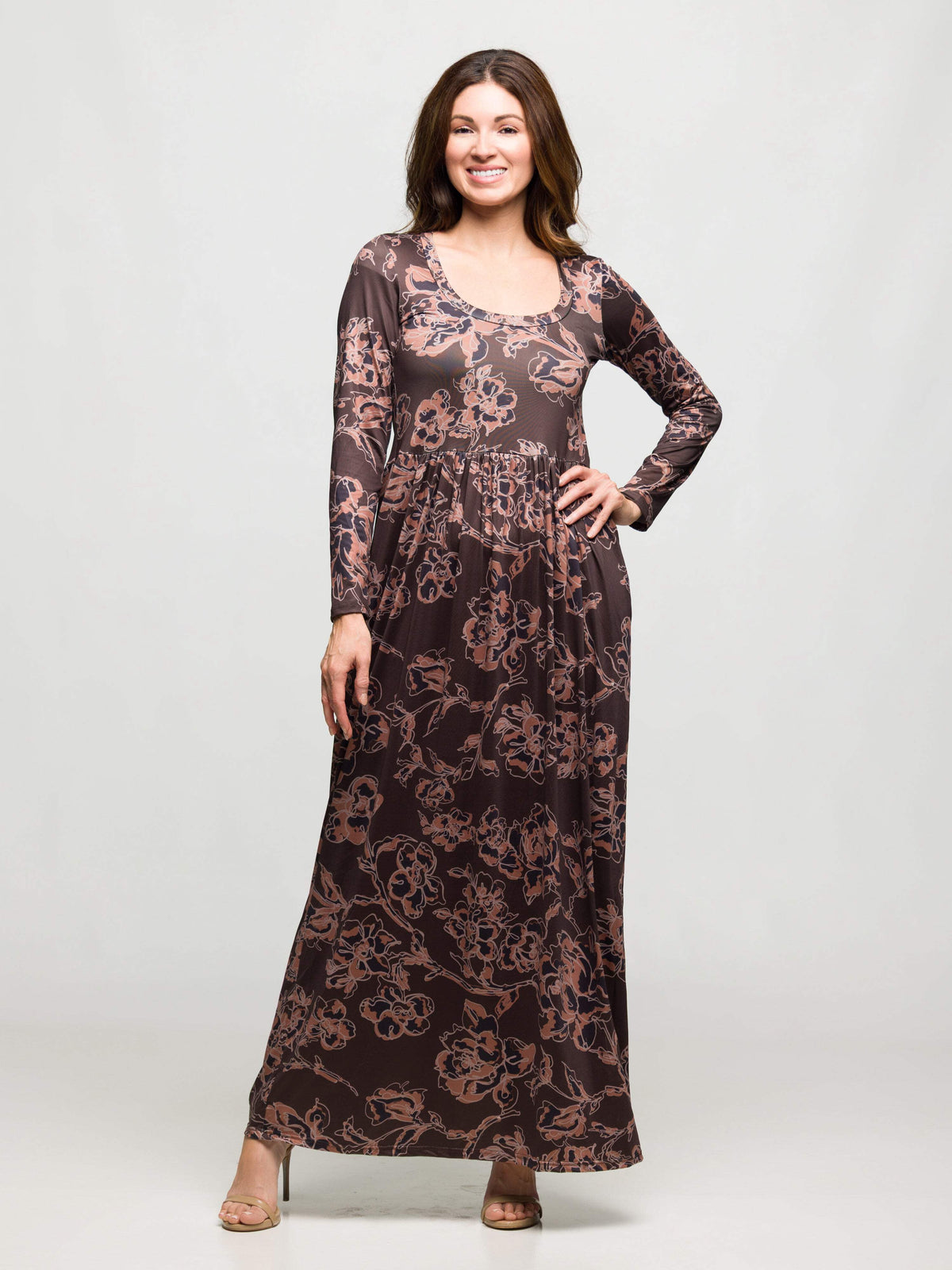 thumbnail image 1 of Womens Floral Scoop Neck Maxi Dress, 1 of 5