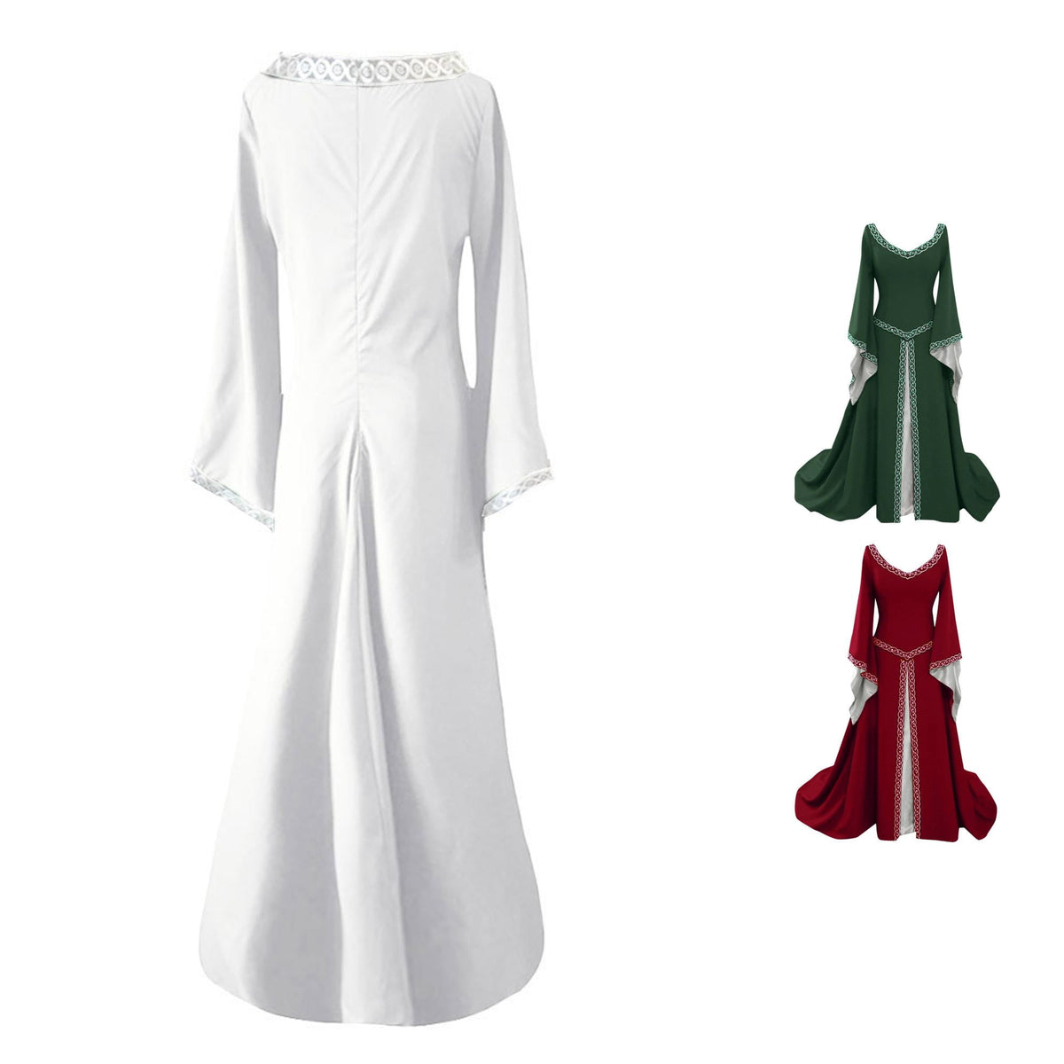 thumbnail image 1 of XIAOCHA Womens Medieval Long Dress Long‑Sleeve Floor‑Length Dress Summer Fantasy Gown, Sizes XL, 1 of 3