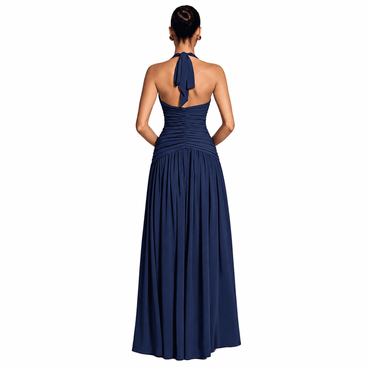 thumbnail image 2 of BABOMAREON Women's Halter V Neck Wedding Guest Maxi Dress Sexy High Slit Beach Vacation Long Formal Dresses, 2 of 10