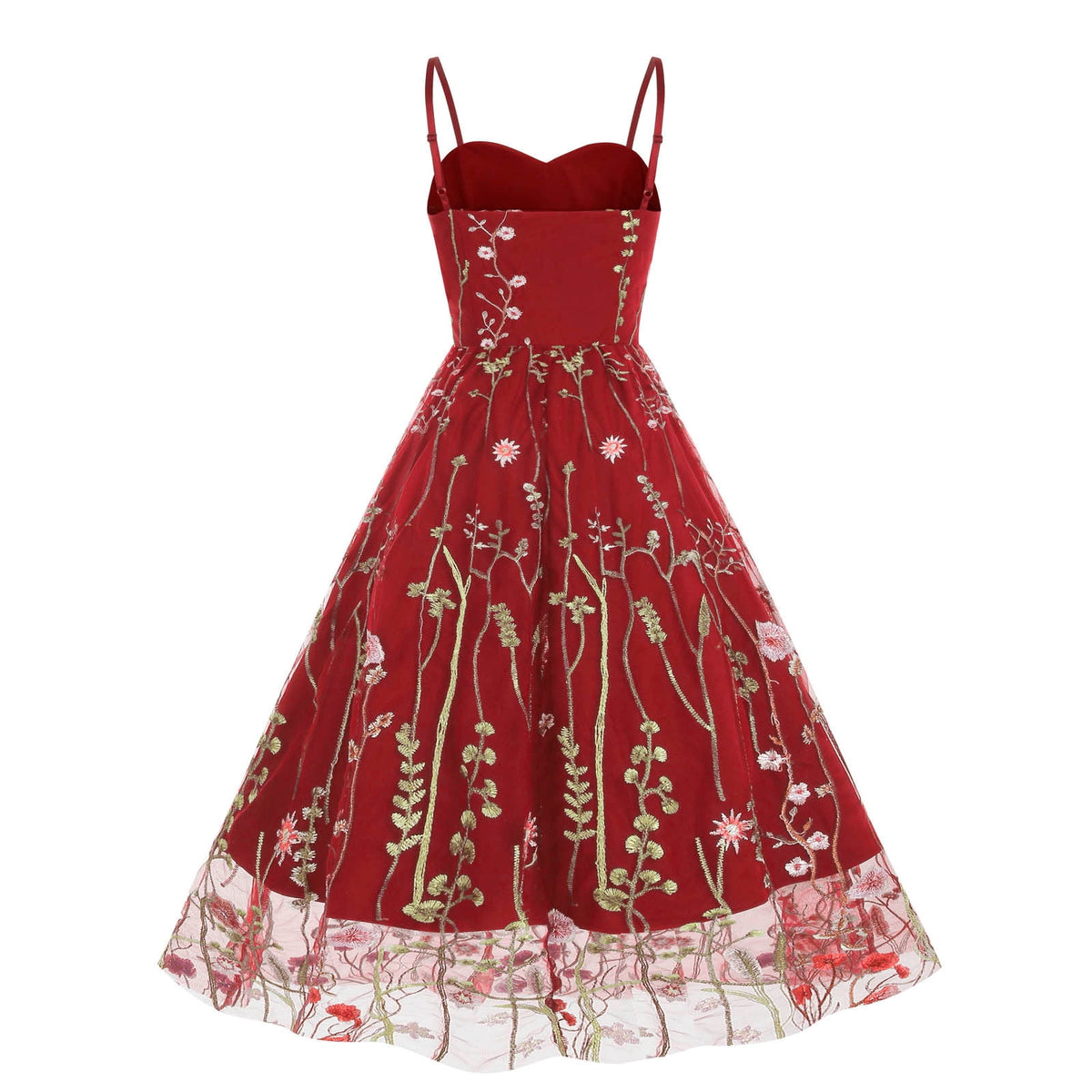 thumbnail image 5 of Xihbxyly Sleeveless 50s Retro Vintage Dress for Women Waist Square Neck Homecoming Tea Party Midi Dresses Retro Dresses, 5 of 7