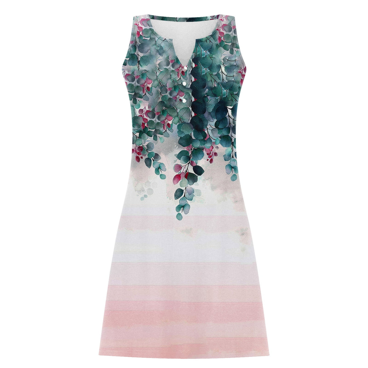 thumbnail image 4 of asdoklhq Boho Dresses for Women Ladies' Loose Casual Fashionable Printed Sleeveless V-neck Dress Short Sleeveless V-neck Dress Multicolor 2X, 4 of 6