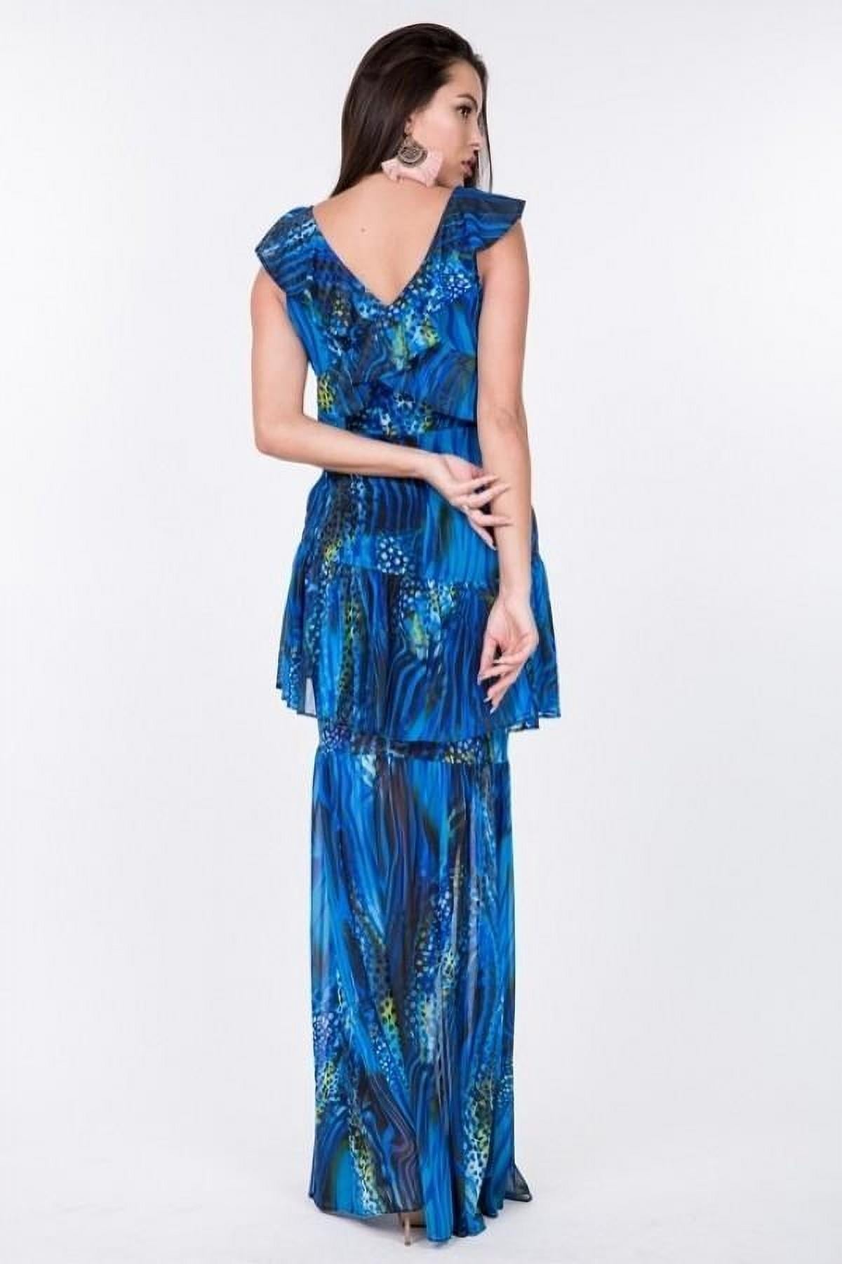 thumbnail image 7 of Ruffle Sleeve Tiered Bottom Print Long Dress M, 7 of 7