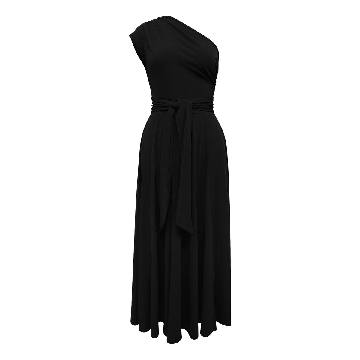 thumbnail image 4 of XIAOCHA One‑Shoulder Maxi Dress for Women Solid Sleeveless Dresses Summer Party Shift Dress, Sizes L, 4 of 7