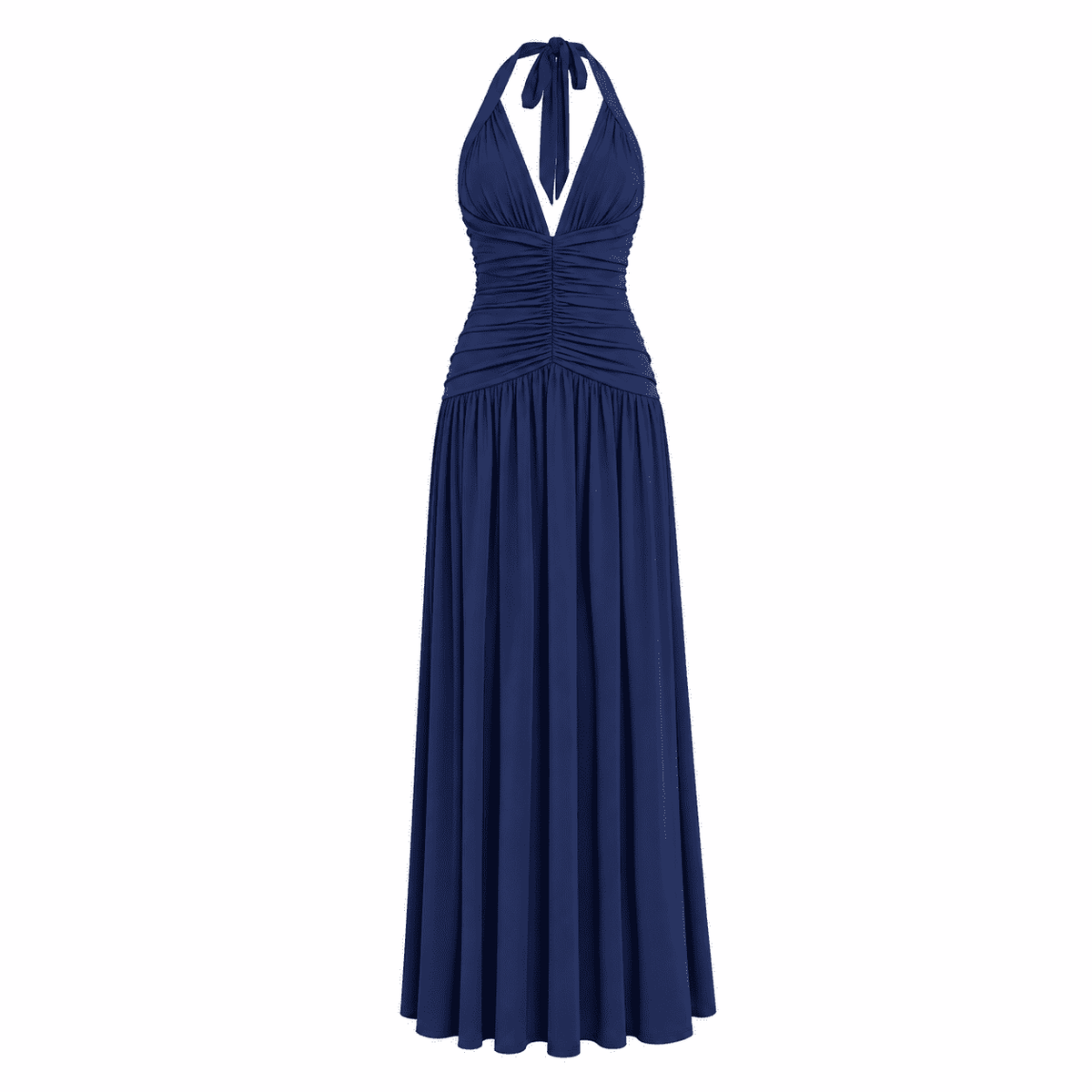 thumbnail image 4 of BABOMAREON Women's Halter V Neck Wedding Guest Maxi Dress Sexy High Slit Beach Vacation Long Formal Dresses, 4 of 10