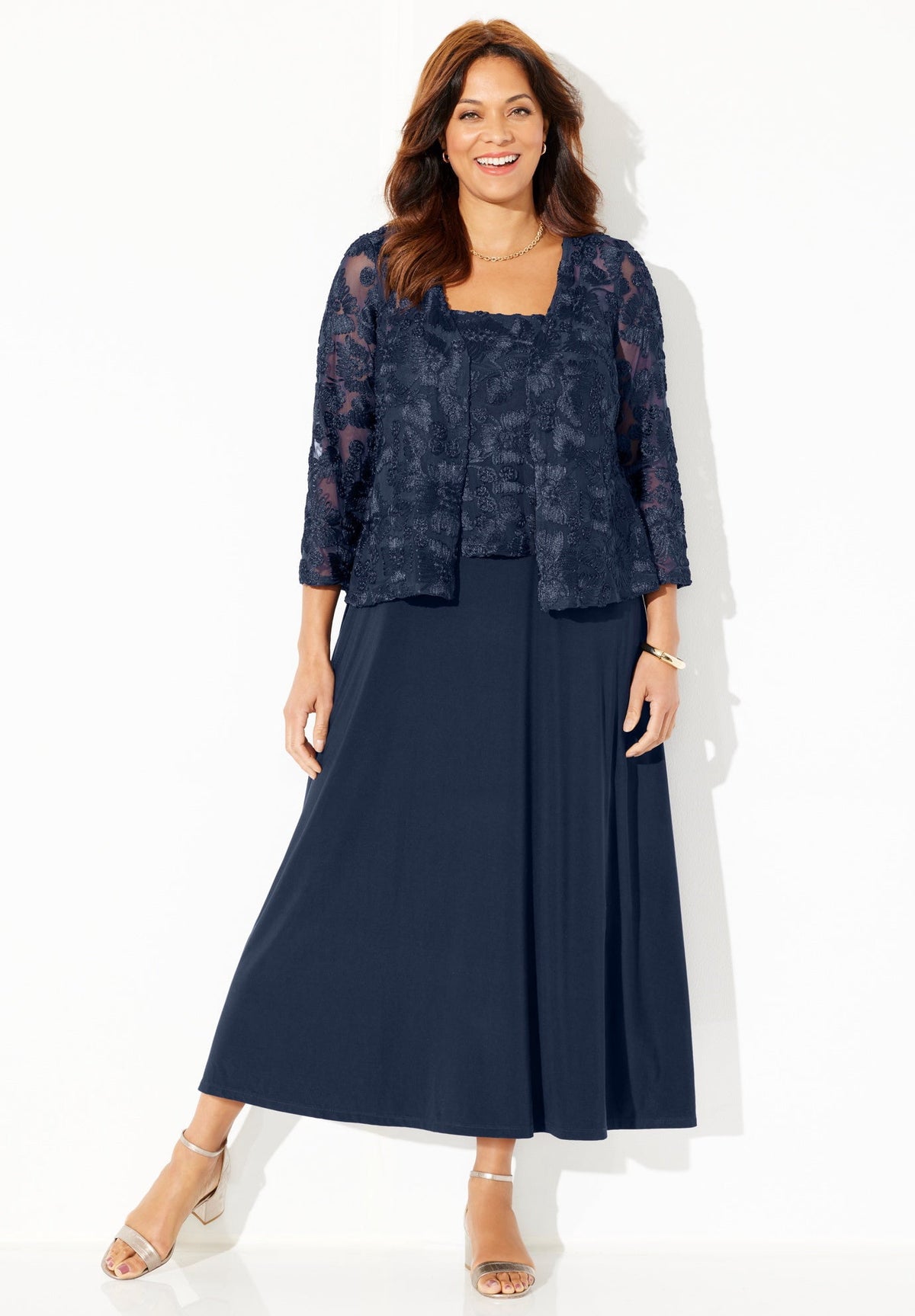 thumbnail image 2 of Catherines Women's Plus Size Embroidered Jacket Dress, 2 of 6